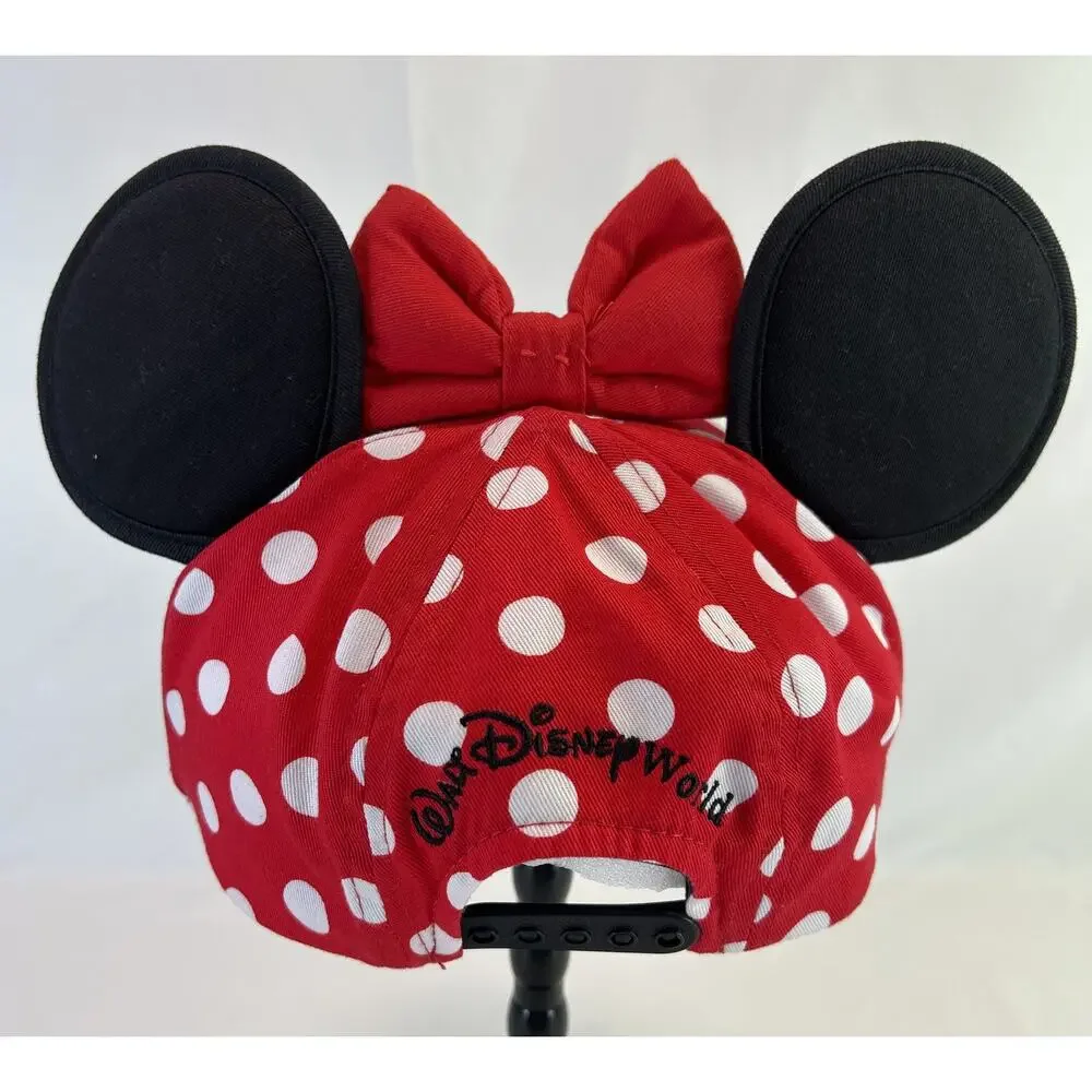 Disney Parks‎ Minnie Mouse Youth Baseball Cap Hat Red Polka Dot Ears Bow